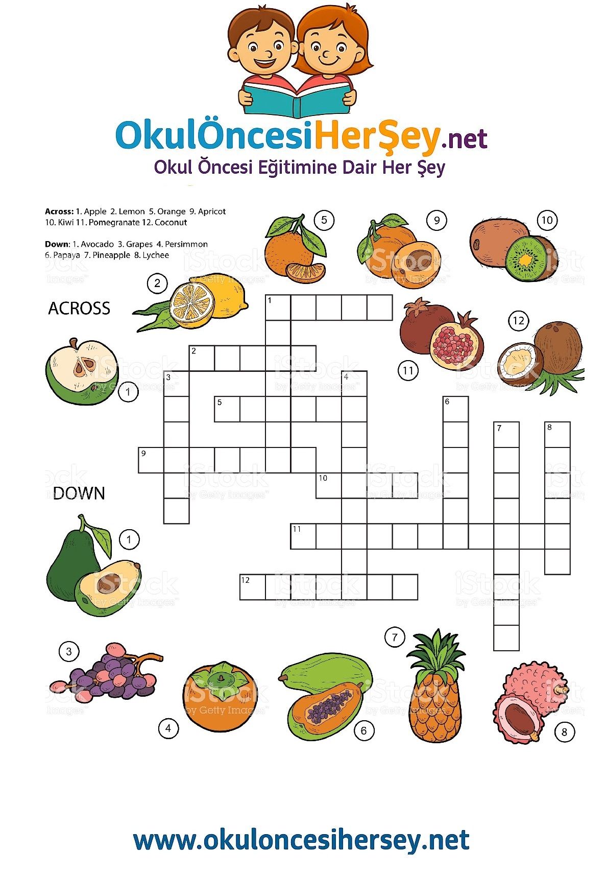 Çocuklar İçin   Crossword Bulmaca  