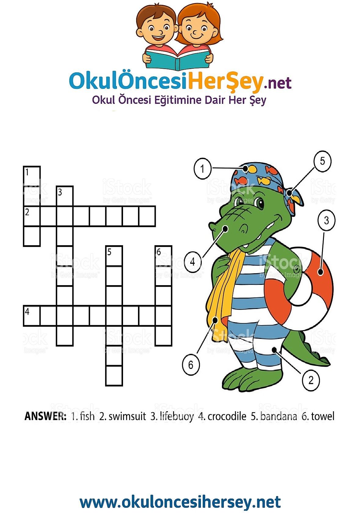 Çocuklar İçin   Crossword Bulmaca  