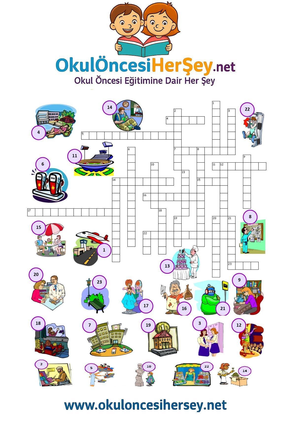 Çocuklar İçin   Crossword Bulmaca  