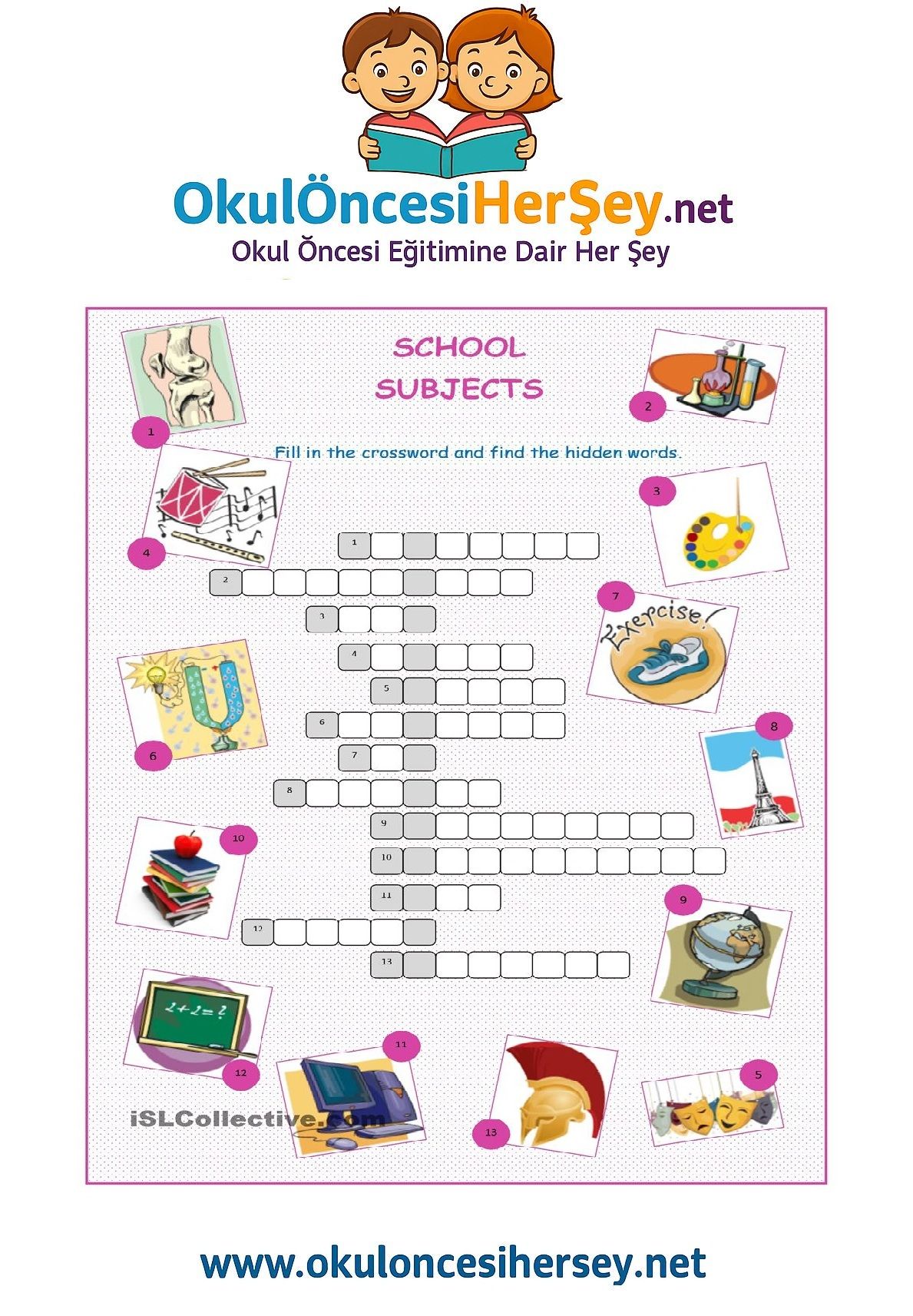 Çocuklar İçin   Crossword Bulmaca  