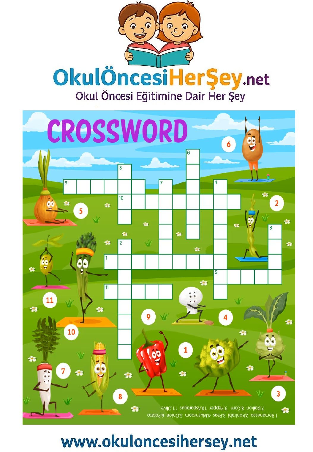 Çocuklar İçin   Crossword Bulmaca  