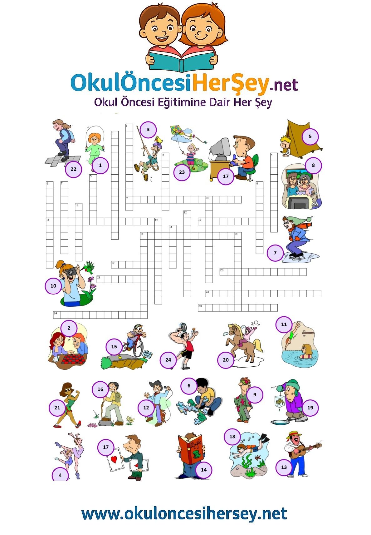 Çocuklar İçin   Crossword Bulmaca  