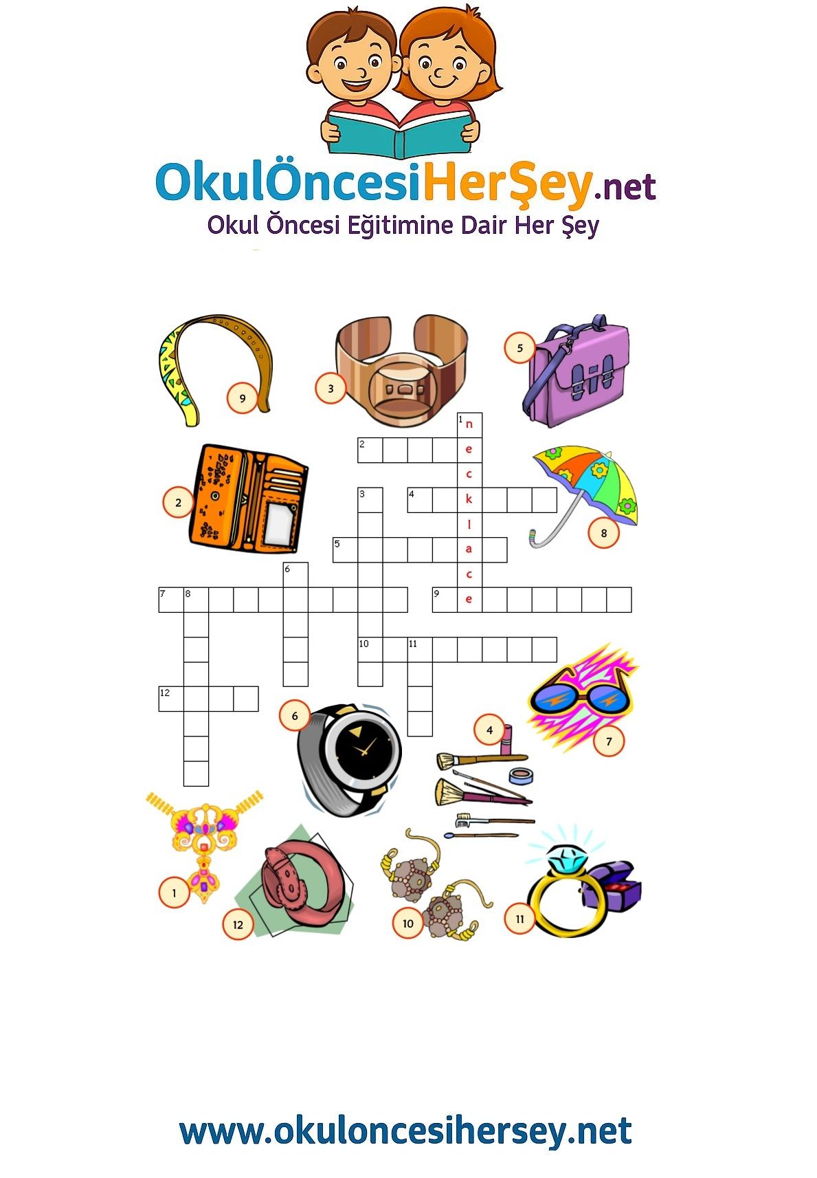 Çocuklar İçin   Crossword Bulmaca  