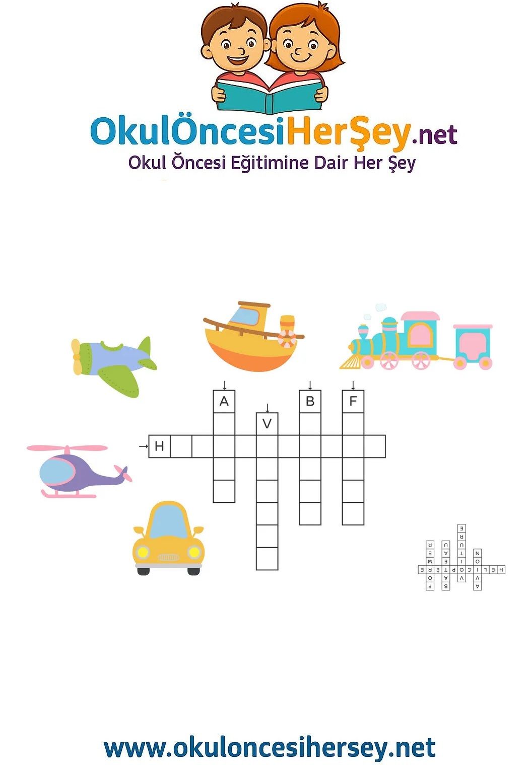 Çocuklar İçin   Crossword Bulmaca  