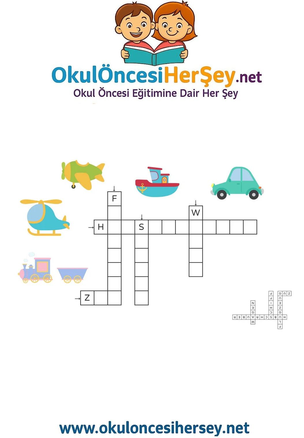 Çocuklar İçin   Crossword Bulmaca  
