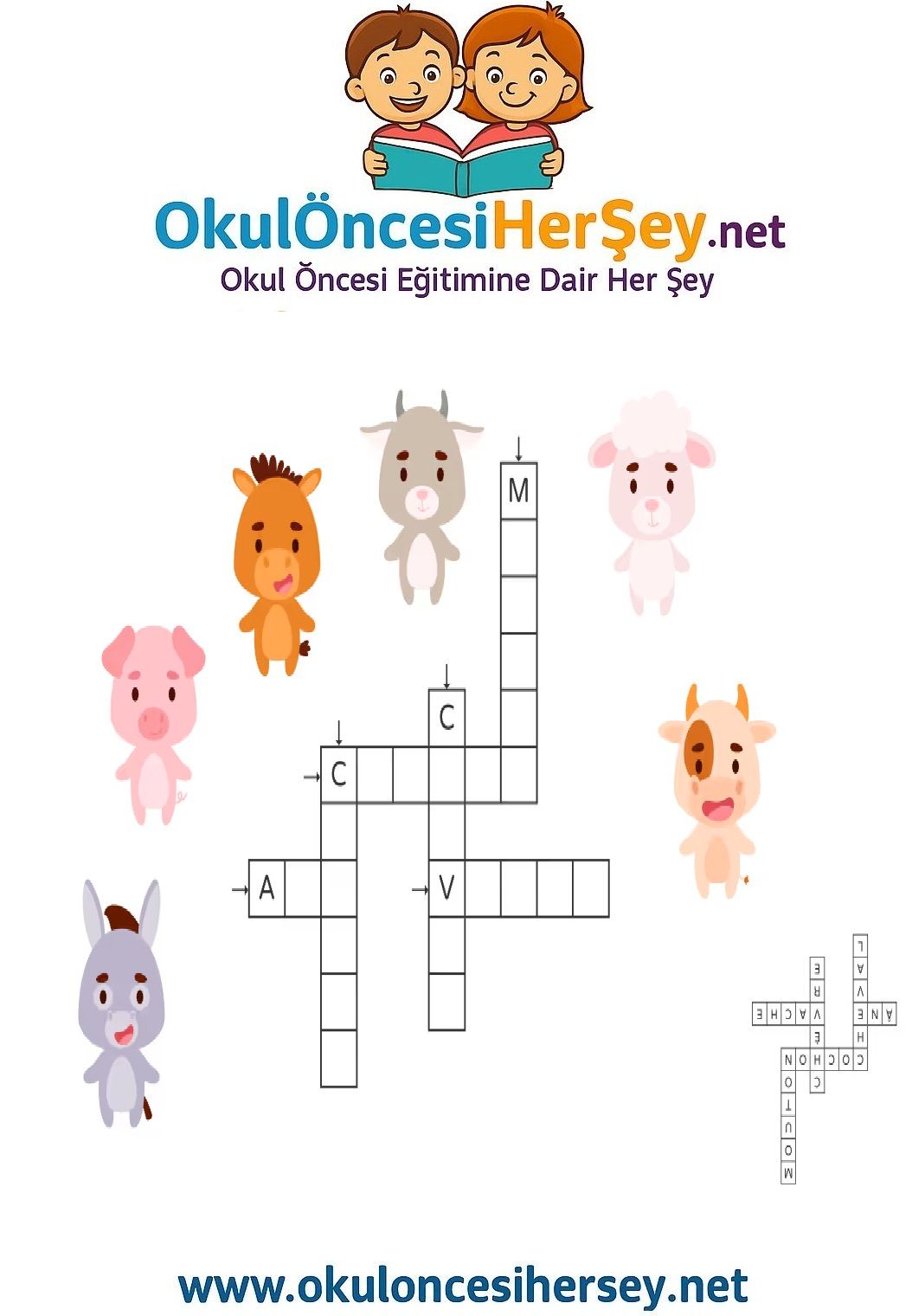 Çocuklar İçin   Crossword Bulmaca  