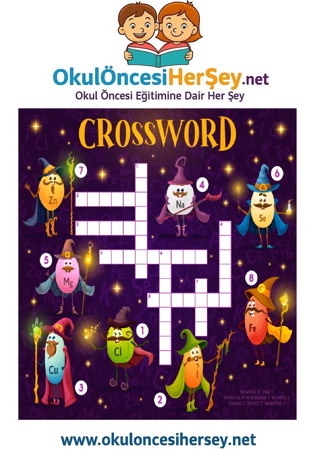 Çocuklar İçin   Crossword Bulmaca  