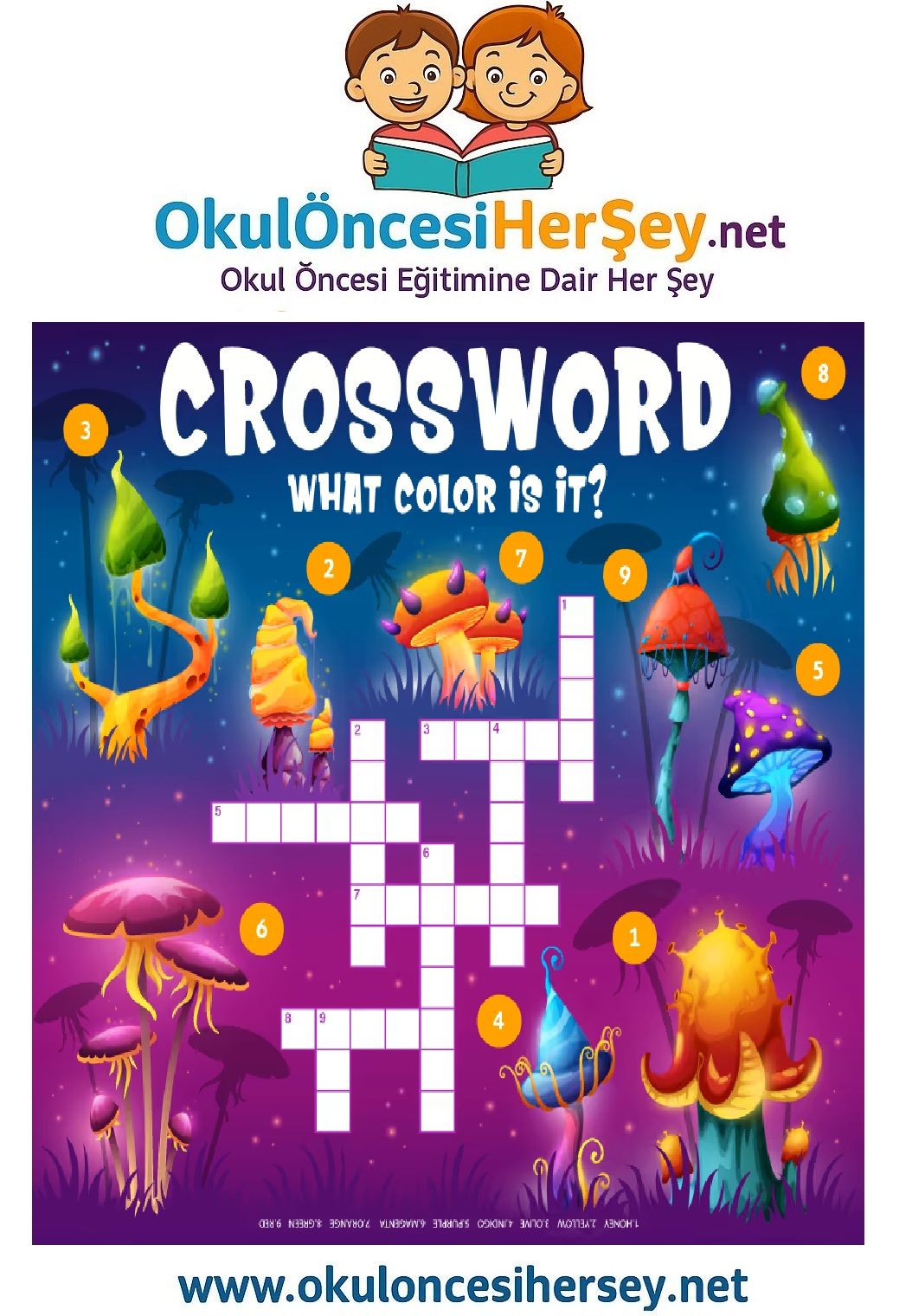 Çocuklar İçin   Crossword Bulmaca  