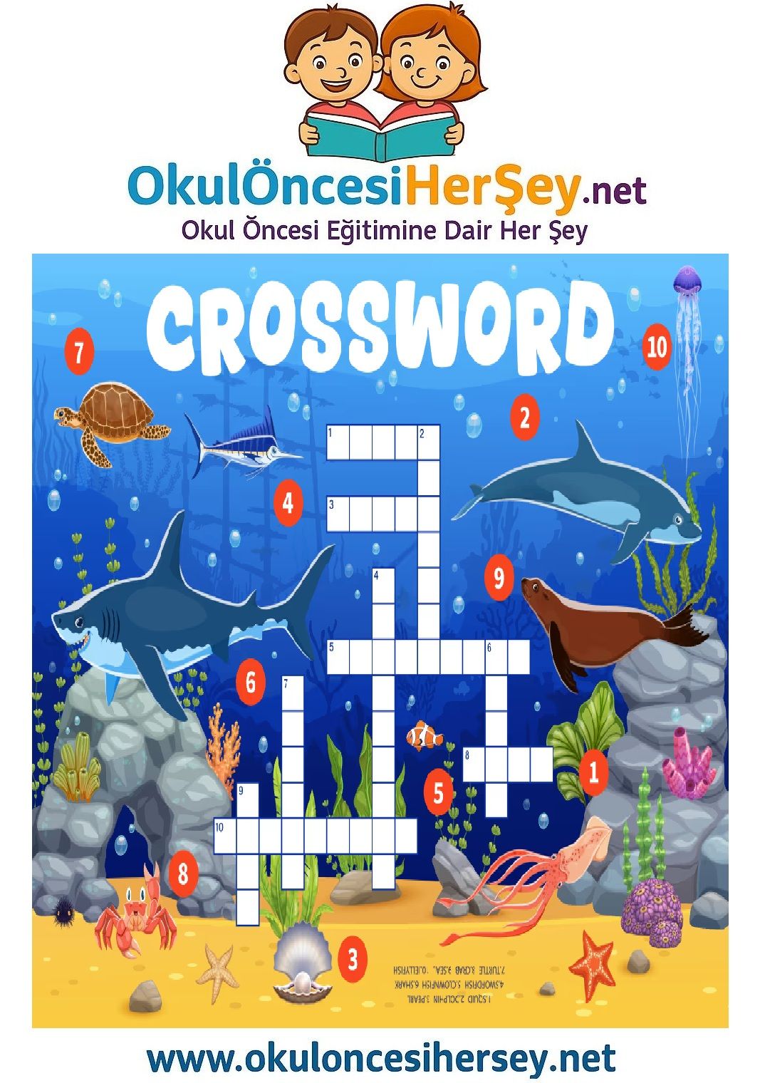 Çocuklar İçin   Crossword Bulmaca  