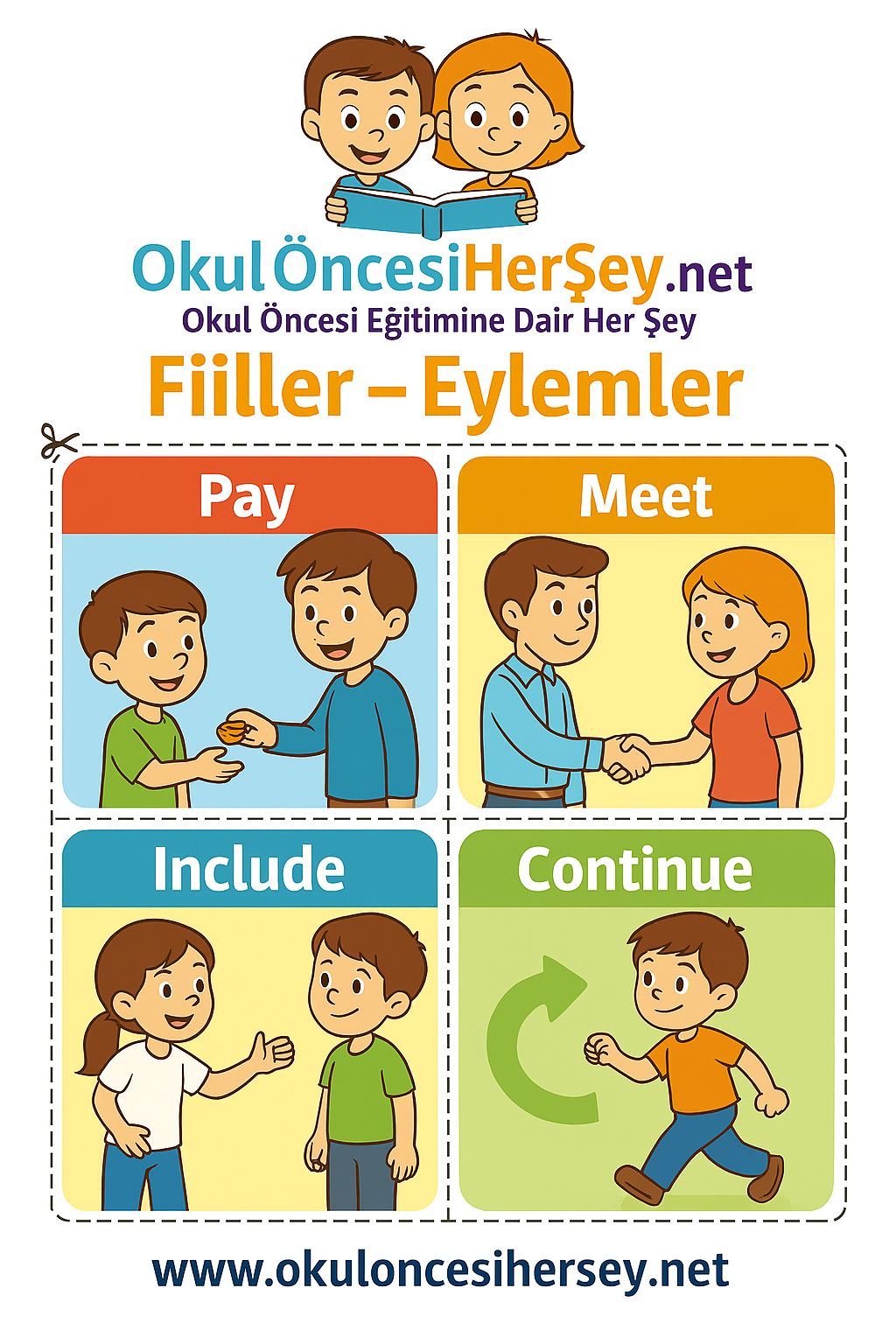 Çocuklar İçin  Fiiller Flashkart  