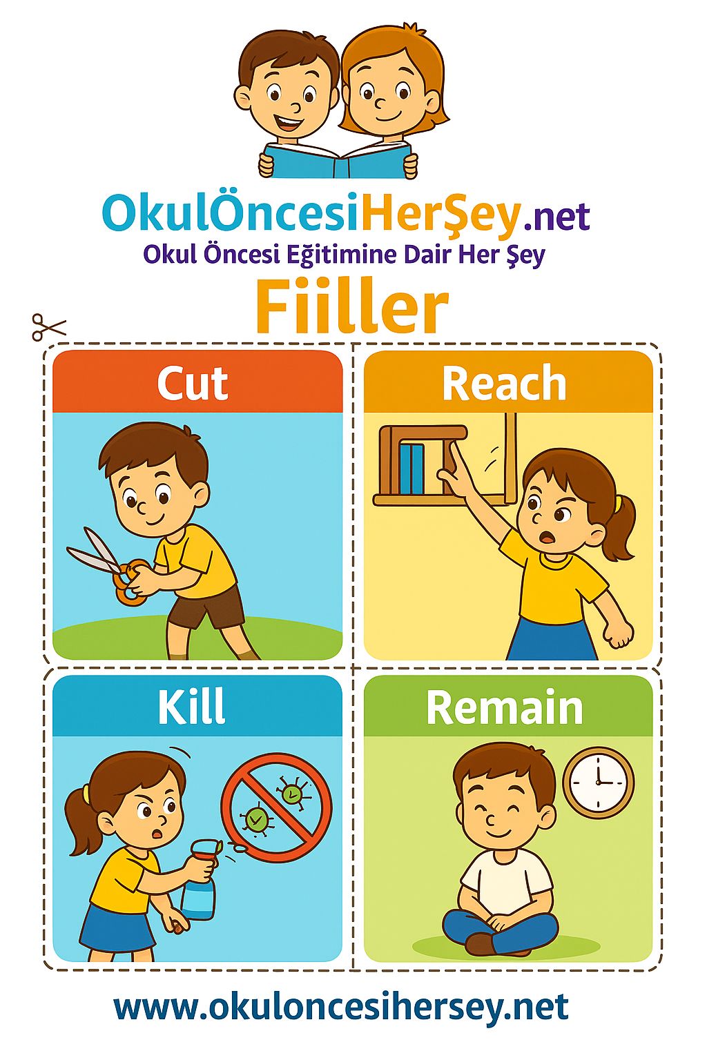 Çocuklar İçin  Fiiller Flashkart  