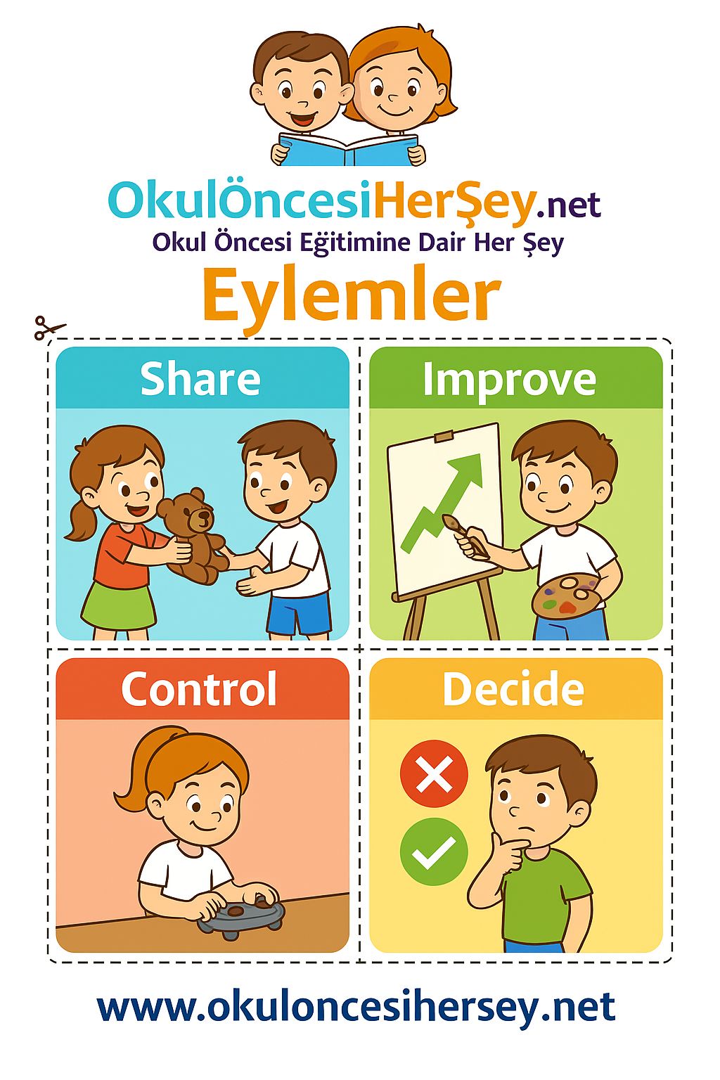 Çocuklar İçin  Fiiller Flashkart  