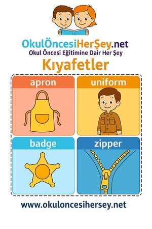 Çocuklar İçin  İngilizce Giyim-Aksesuar Flashkart  