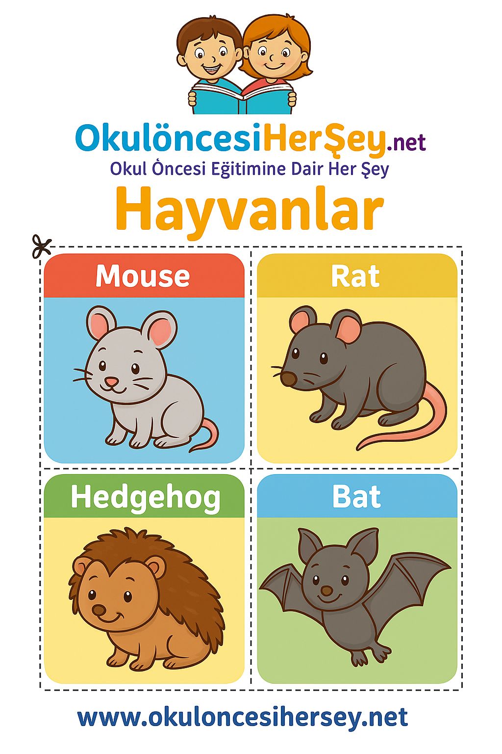 Çocuklar İçin  Hayvanlar Flashkart  
