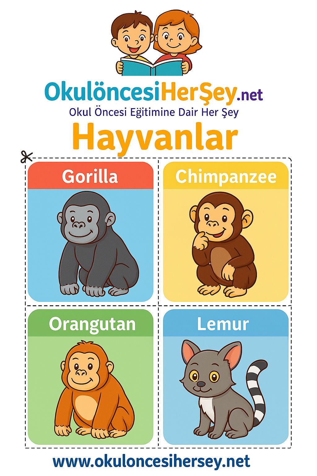 Çocuklar İçin  Hayvanlar Flashkart  