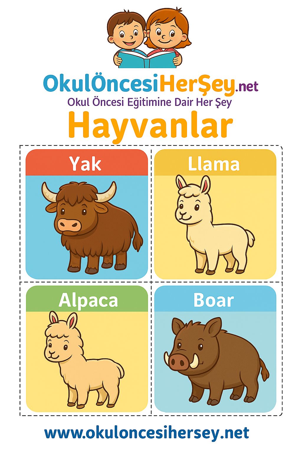 Çocuklar İçin  Hayvanlar Flashkart  