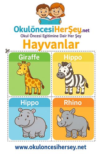 Çocuklar İçin  İngilizce Hayvanlar Flashkart  