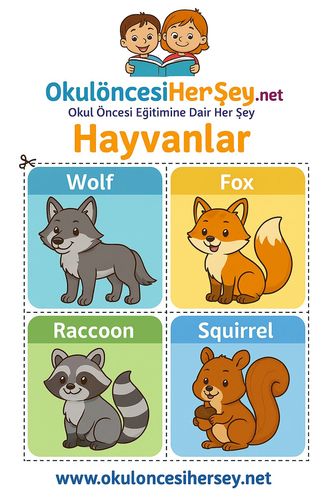 Çocuklar İçin  İngilizce Hayvanlar Flashkart  