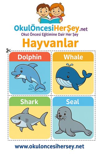 Çocuklar İçin  İngilizce Hayvanlar Flashkart  