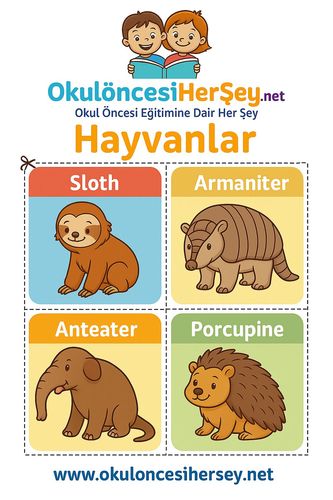 Çocuklar İçin  İngilizce Hayvanlar Flashkart  