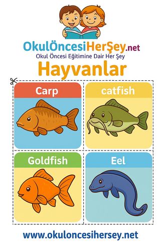 Çocuklar İçin  İngilizce Hayvanlar Flashkart  