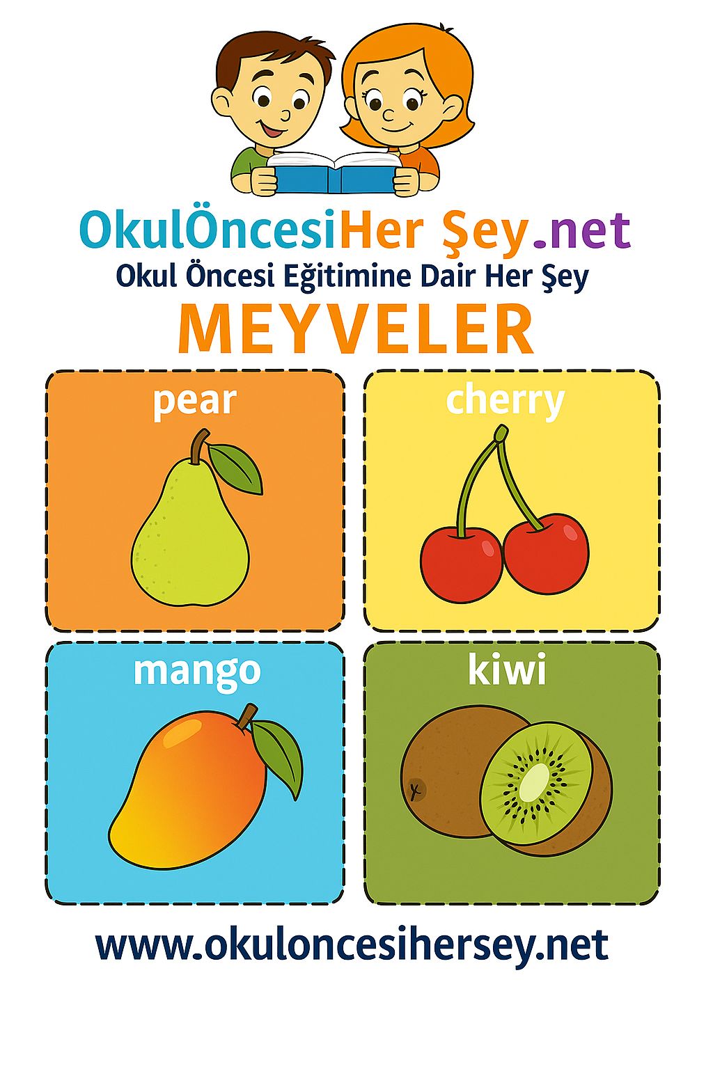 İngilizce Meyveler Flashkart