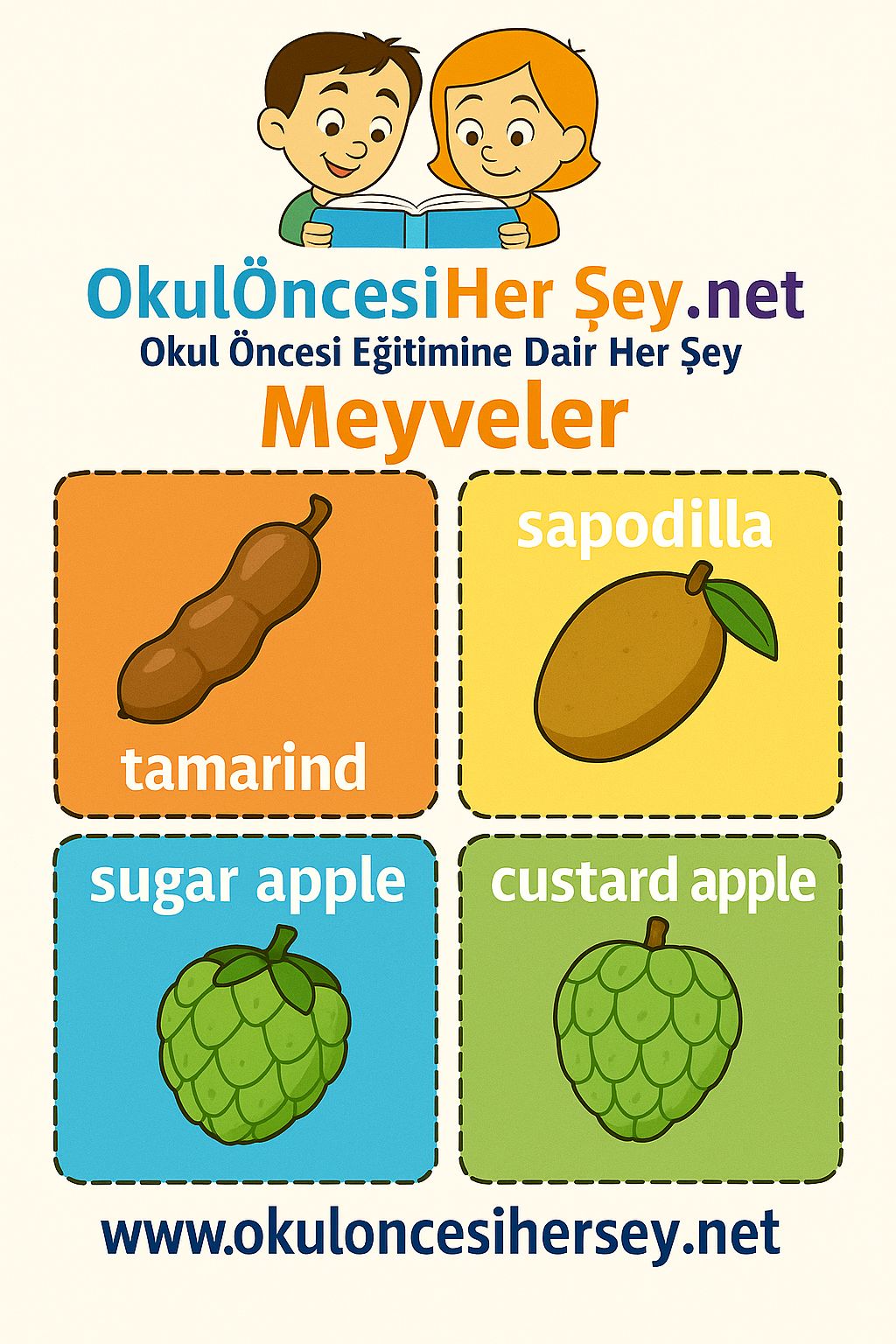 İngilizce Meyveler Flashkart