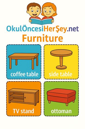 Çocuklar İçin  İngilizce Mobilya Flashkart  