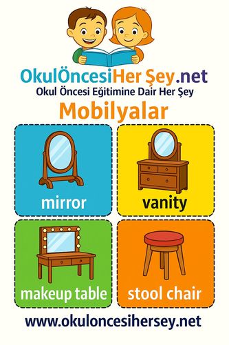 Çocuklar İçin  İngilizce Mobilya Flashkart  