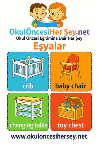 Çocuklar İçin  İngilizce Mobilya Flashkart  