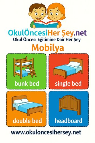 Çocuklar İçin  İngilizce Mobilya Flashkart  