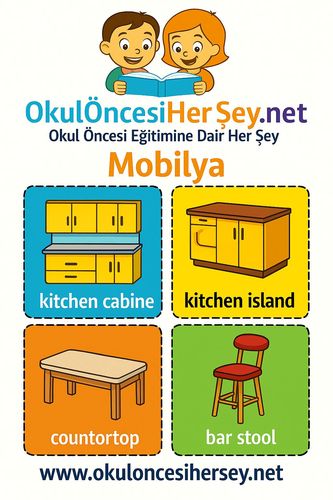 Çocuklar İçin  İngilizce Mobilya Flashkart  