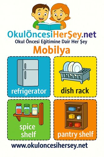 Çocuklar İçin  İngilizce Mobilya Flashkart  