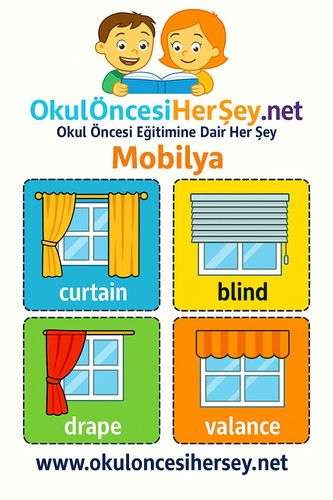 Çocuklar İçin  İngilizce Mobilya Flashkart  