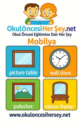 Çocuklar İçin  İngilizce Mobilya Flashkart  