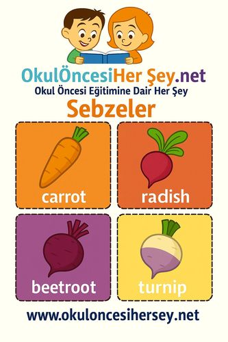 Çocuklar İçin  İngilizce Sebzeler Flashkart  