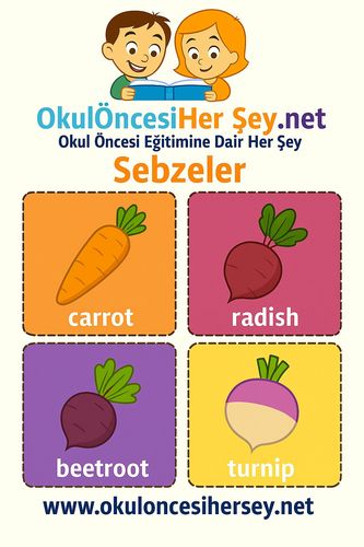 Çocuklar İçin  İngilizce Sebzeler Flashkart  