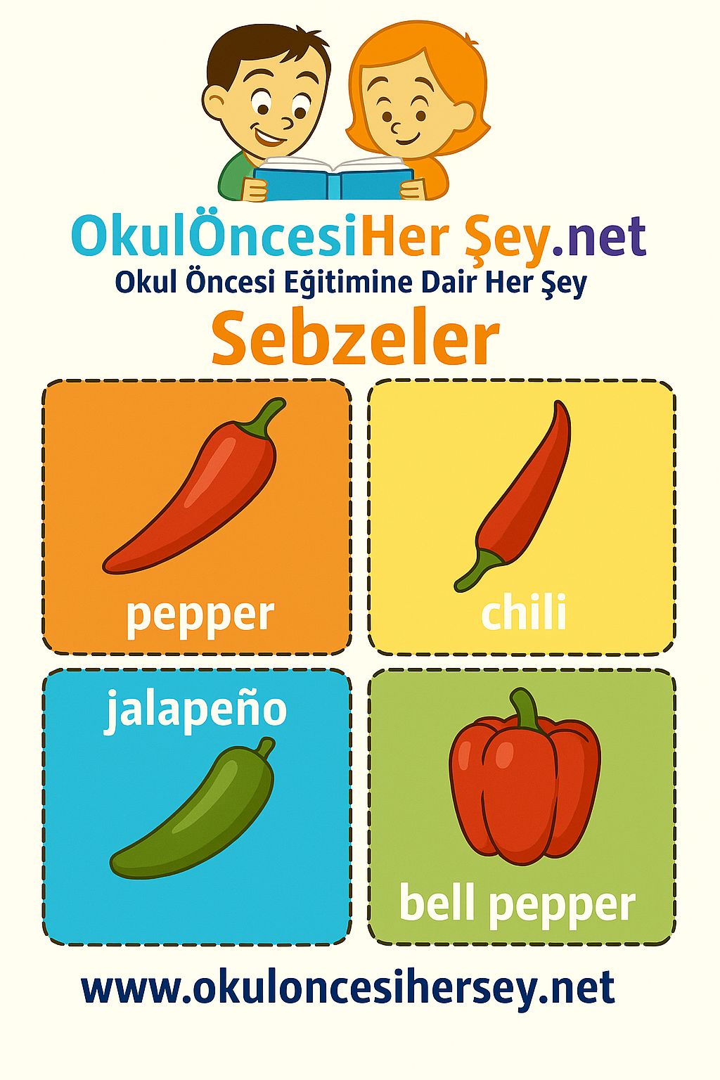 İngilizce Sebzeler Flashkart