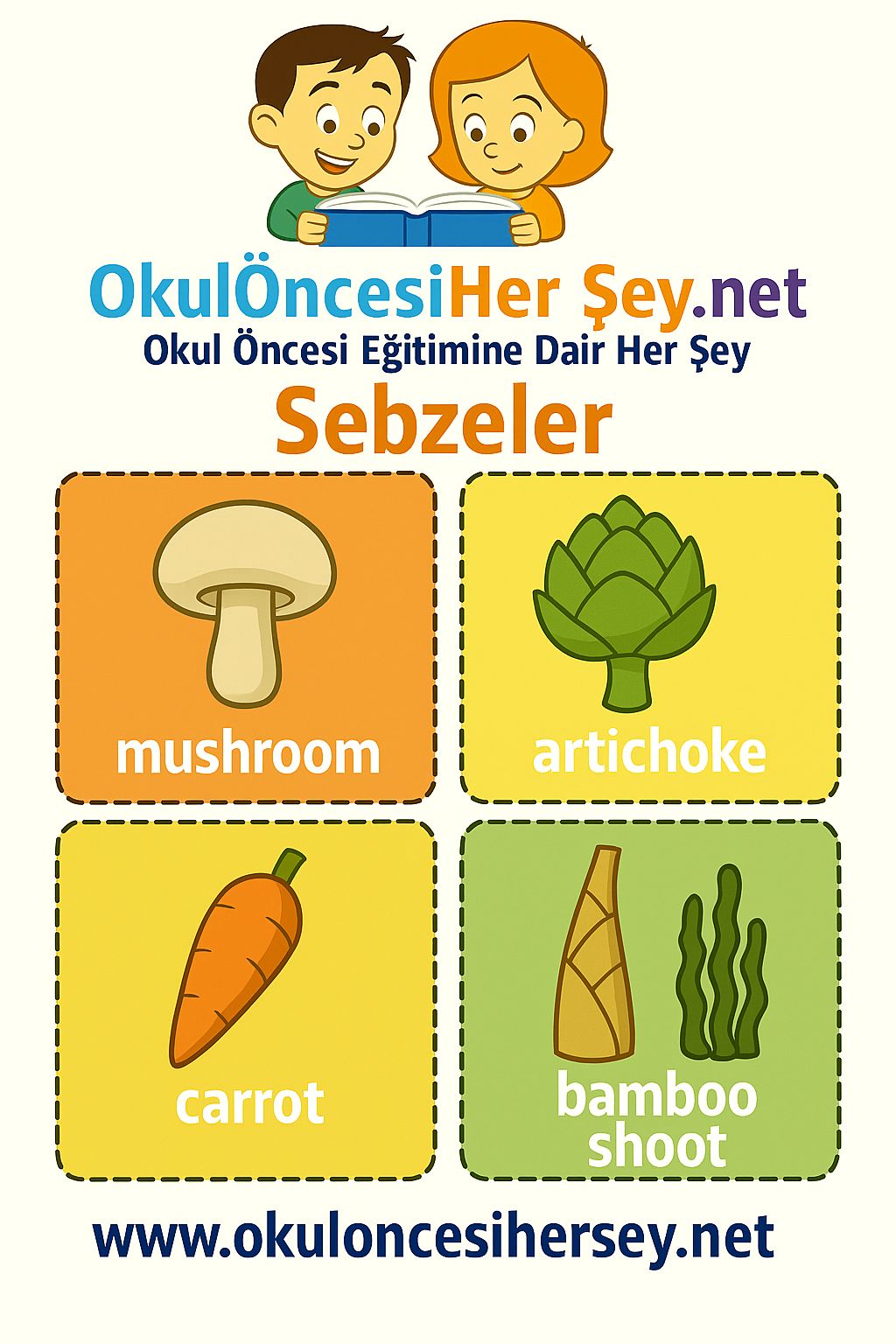 İngilizce Sebzeler Flashkart