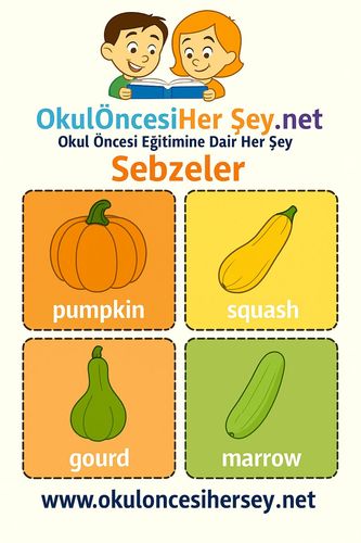 Çocuklar İçin  İngilizce Sebzeler Flashkart  