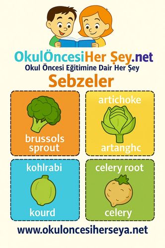 Çocuklar İçin  İngilizce Sebzeler Flashkart  