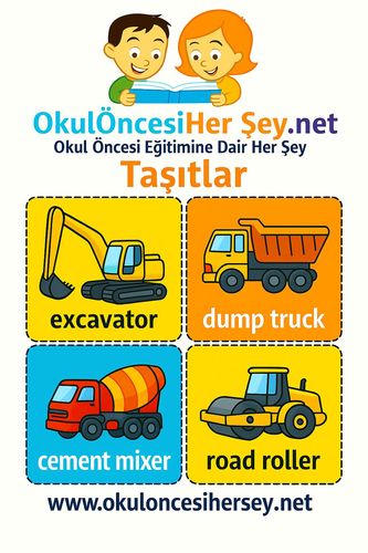 Çocuklar İçin  İngilizce Taşıtlar Flashkart  