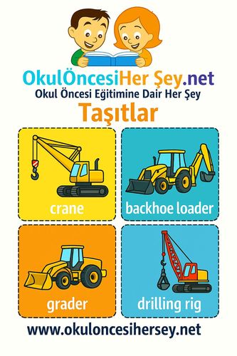 Çocuklar İçin  İngilizce Taşıtlar Flashkart  