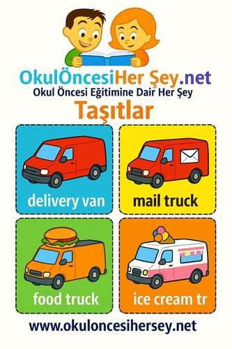 Çocuklar İçin  İngilizce Taşıtlar Flashkart  