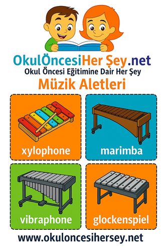 Çocuklar İçin  İngilizce Müzik Aletleri Flashkart  