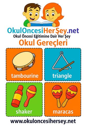 Çocuklar İçin  İngilizce Müzik Aletleri Flashkart  