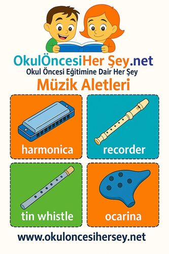 Çocuklar İçin  İngilizce Müzik Aletleri Flashkart  