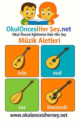 Çocuklar İçin  İngilizce Müzik Aletleri Flashkart  