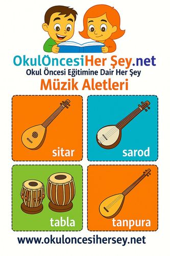 Çocuklar İçin  İngilizce Müzik Aletleri Flashkart  
