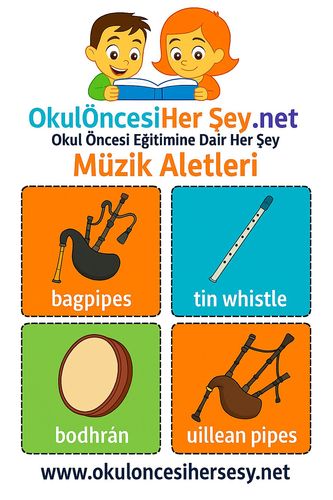 Çocuklar İçin  İngilizce Müzik Aletleri Flashkart  